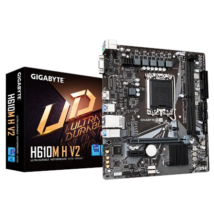Gigabyte , H610M H V2 G1.0 , Processor family Intel , Processor socket LGA1700 , DDR5 , Supported hard disk drive interfaces M.2, SATA , Number of SATA connectors 4