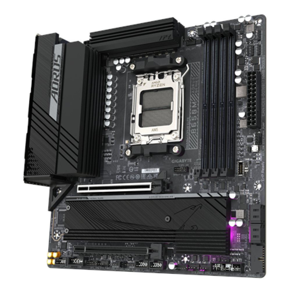 Gigabyte B650M AORUS ELITE (rev. 1.3) , Processor family AMD , Processor socket AM5 , DDR5 , Supported hard disk drive interfaces SATA, M.2 , Number of SATA connectors 4