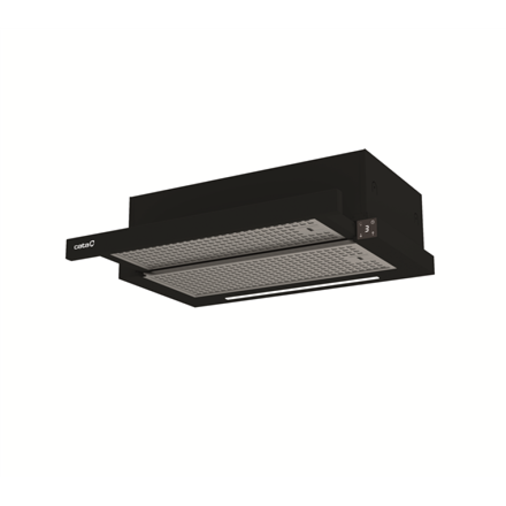 02010409 CATA Hood , TFH 6430 GBK , Telescopic , Energy efficiency class A+ , Width 59.8 cm , 391.5 m³/h , Electronic , LED , Black