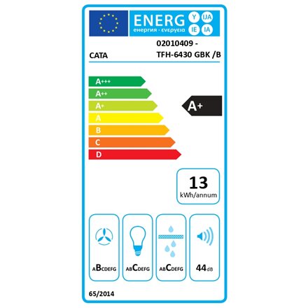 CATA Hood , TFH 6430 GBK , Telescopic , Energy efficiency class A+ , Width 59.8 cm , 391.5 m³/h , Electronic , LED , Black