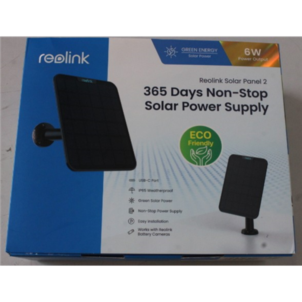 SALE OUT. , Reolink , Solar charger for video cameras , Solar Panel 2 , UNPACKED, SCRATCHED HOLDER , 23 month(s)
