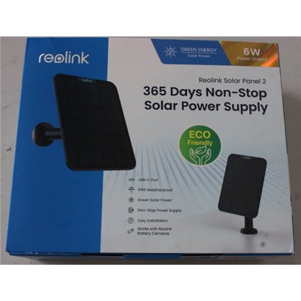 SALE OUT. , Reolink , Solar charger for video cameras , Solar Panel 2 , UNPACKED, SCRATCHED HOLDER , 23 month(s)