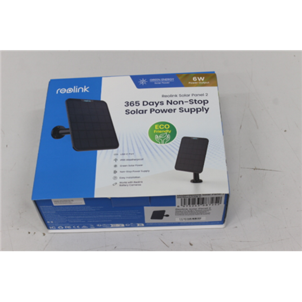 SALE OUT. Reolink SP2-B 6W Solar Panel, Black, , Reolink Solar charger for video cameras , Solar Panel 2 , SCRATCH ON BACK