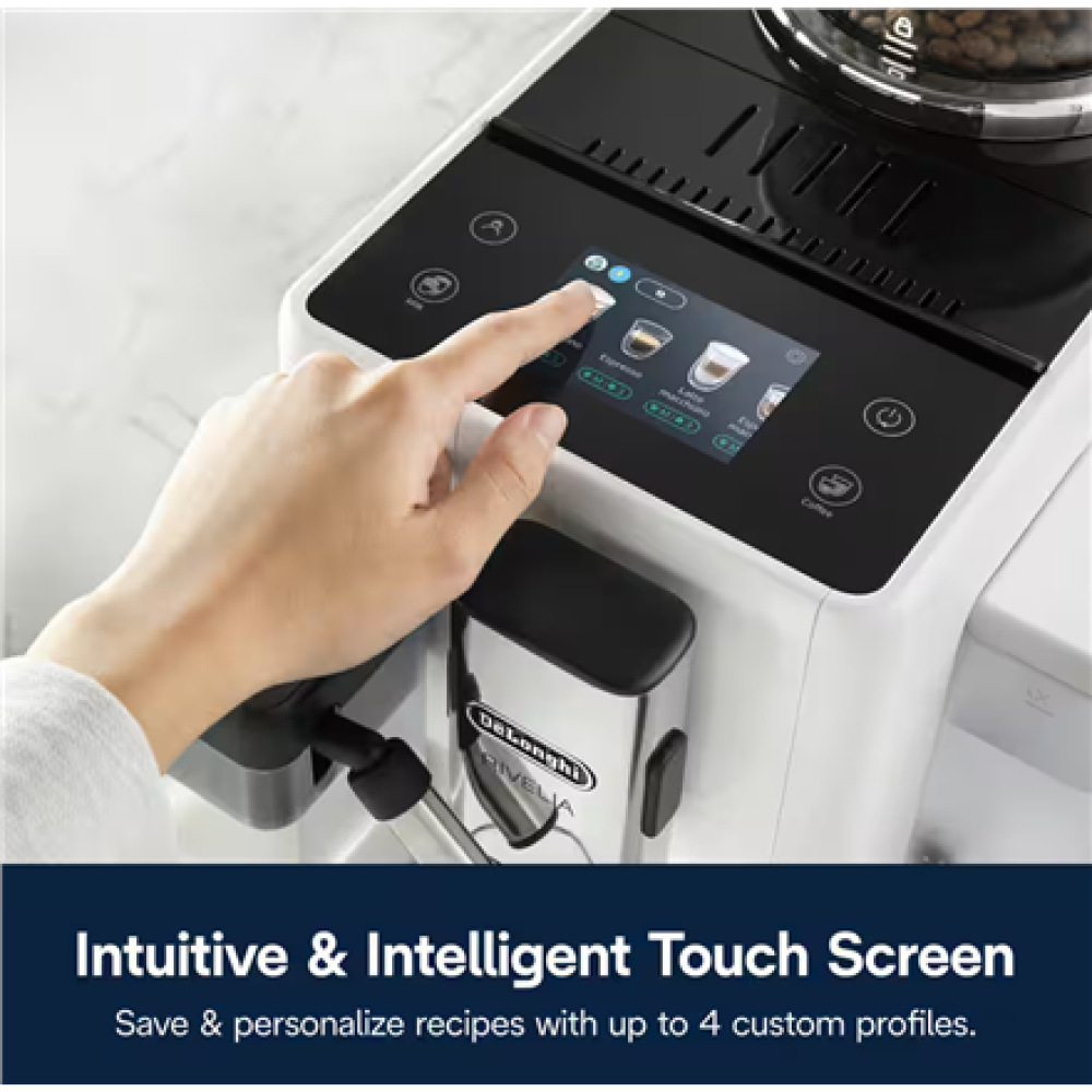 Delonghi , Coffee maker , Rivelia EXAM440.55.W , Pump pressure 19 bar , Built-in milk frother , Fully Automatic , 1450 W , Arctic White
