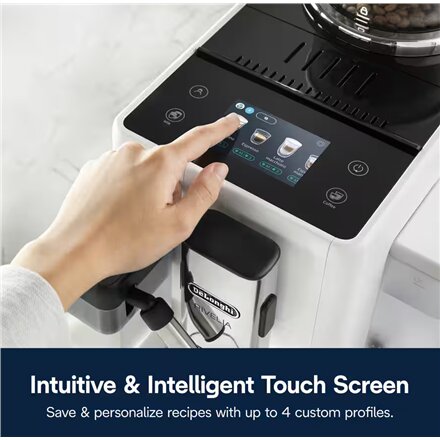 Delonghi , Coffee maker , Rivelia EXAM440.55.W , Pump pressure 19 bar , Built-in milk frother , Fully Automatic , 1450 W , Arctic White