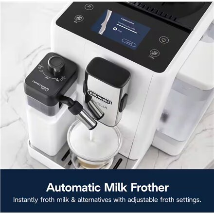 Delonghi , Coffee maker , Rivelia EXAM440.55.W , Pump pressure 19 bar , Built-in milk frother , Fully Automatic , 1450 W , Arctic White