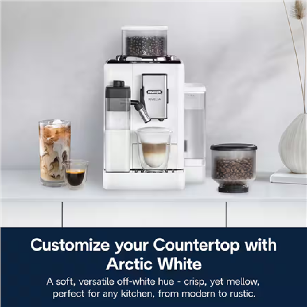 Delonghi , Coffee maker , Rivelia EXAM440.55.W , Pump pressure 19 bar , Built-in milk frother , Fully Automatic , 1450 W , Arctic White