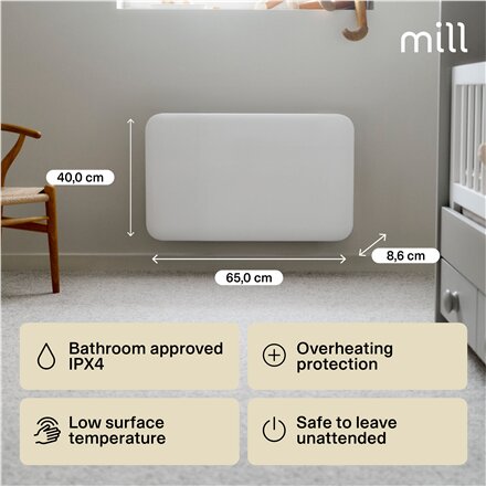 Mill Invisible Heater , IB700DN , Panel Heater , 700 W , Suitable for rooms up to 9-12 m² , White , IPX4
