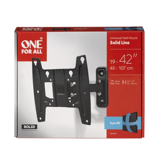 ONE For ALL Wall mount, WM 4241, 19-42 , Turn, Tilt, Maximum weight (capacity) 30 kg, VESA 75x75, 100x100, 200x100, 200x200 mm, Black