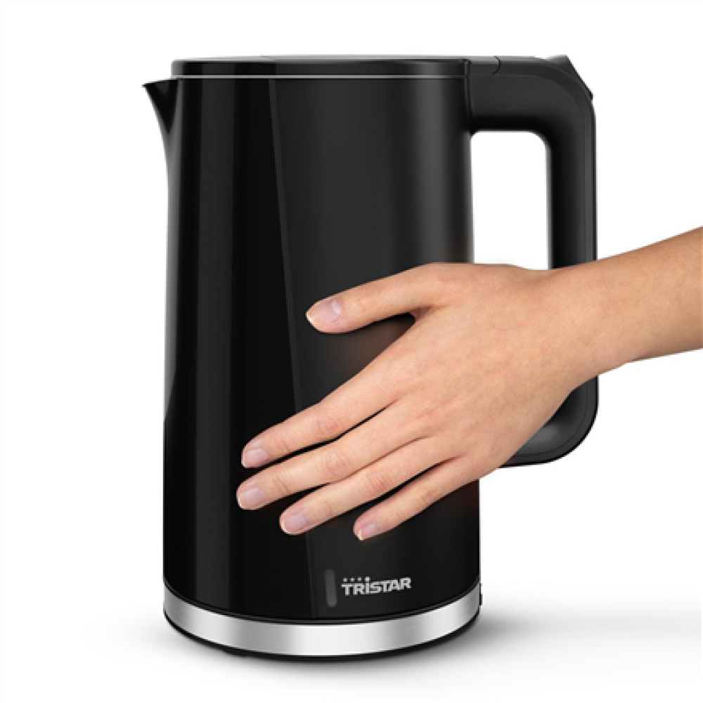 Tristar Double Walled Kettle , WK-3407 , Electric , 2200 W , 1.7 L , Plastic , 360° rotational base , Black