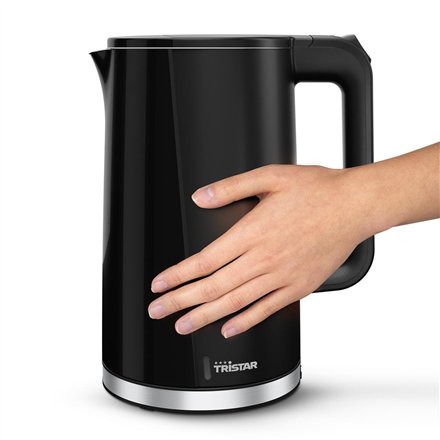 Tristar Double Walled Kettle , WK-3407 , Electric , 2200 W , 1.7 L , Plastic , 360° rotational base , Black