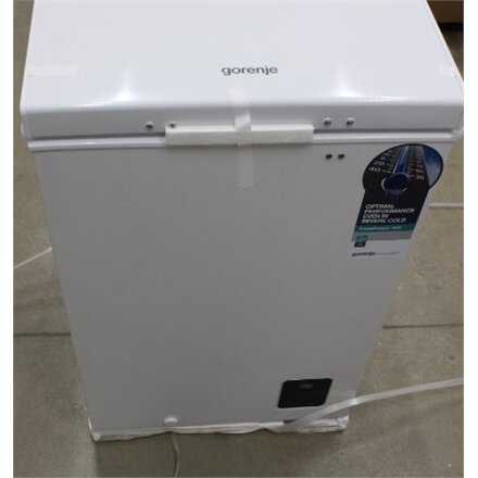 SALE OUT. SALE OUT. Gorenje Freezer , FH10EAW , Energy efficiency class E , Chest , Free standing , Height 85.4 cm , Total net capacity 95 L , White , DAMAGED PACKAGING, DENTS AND SCRATCH ON SIDE