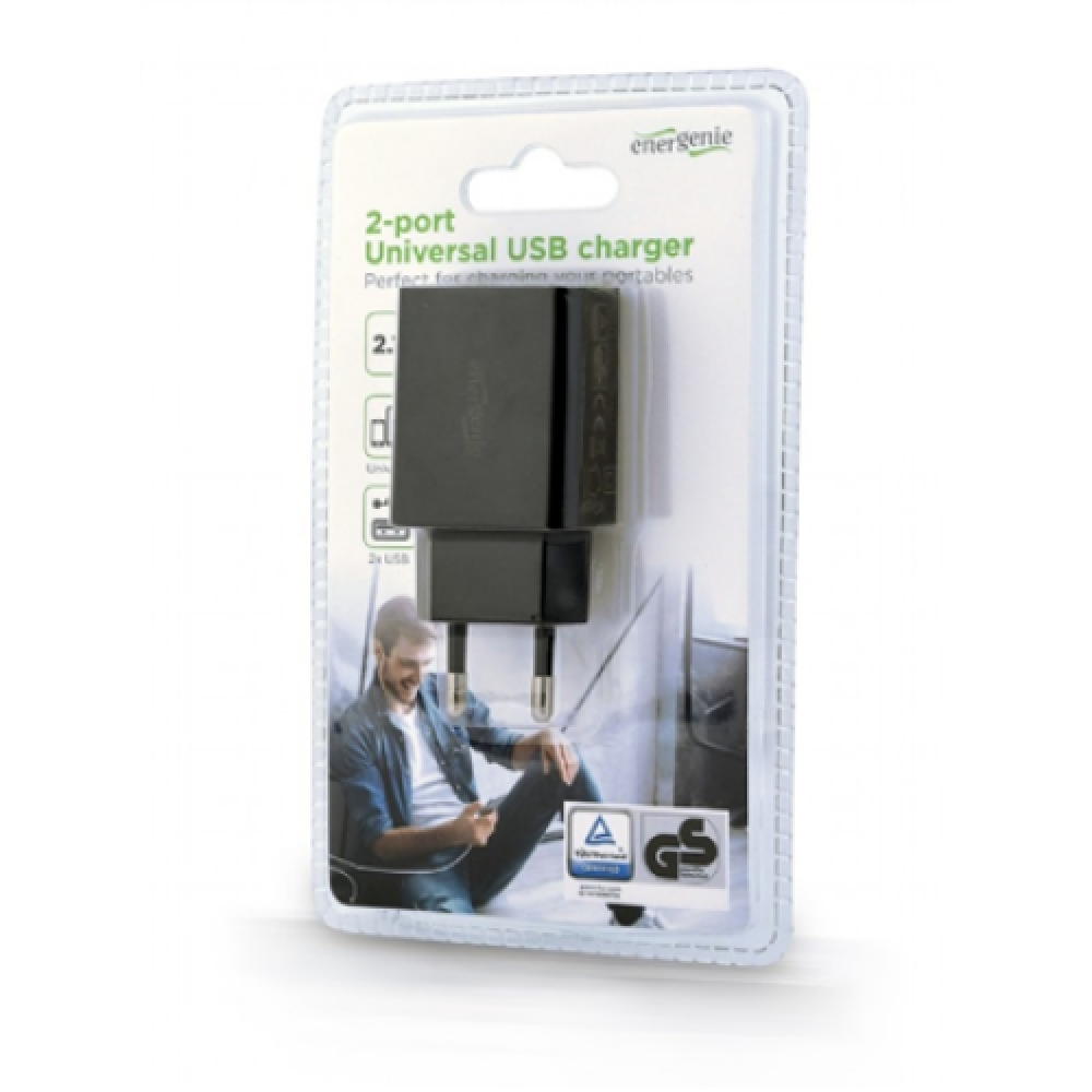 EnerGenie , 2-port universal USB charger , EG-U2C2A-03-BK