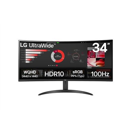 LG , 34WR50QK-B , 34 , VA , QHD , 21:9 , 100 Hz , 5 ms , 3440 x 1440 pixels , 240 cd/m² , HDMI ports quantity 2