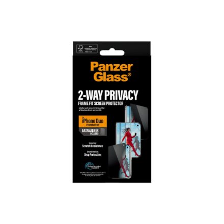 PanzerGlass Privacy w. EasyAligner , Screen protector , Apple , iPhone Duo , Glass , Transparent