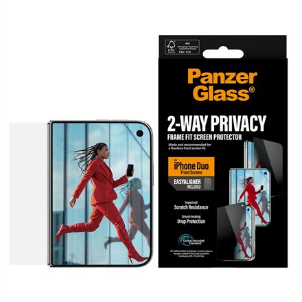PanzerGlass Privacy w. EasyAligner , Screen protector , Apple , iPhone Duo , Glass , Transparent