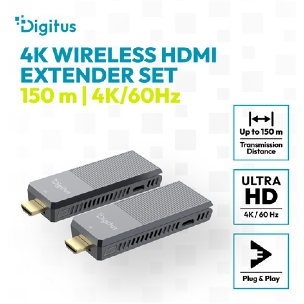 Digitus 4K Wireless HDMI Extender Set, 150 m, 4K/60Hz , DS-55359