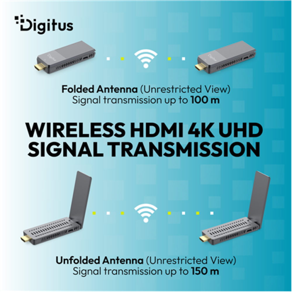 Digitus 4K Wireless HDMI Extender Set, 150 m, 4K/60Hz , DS-55359