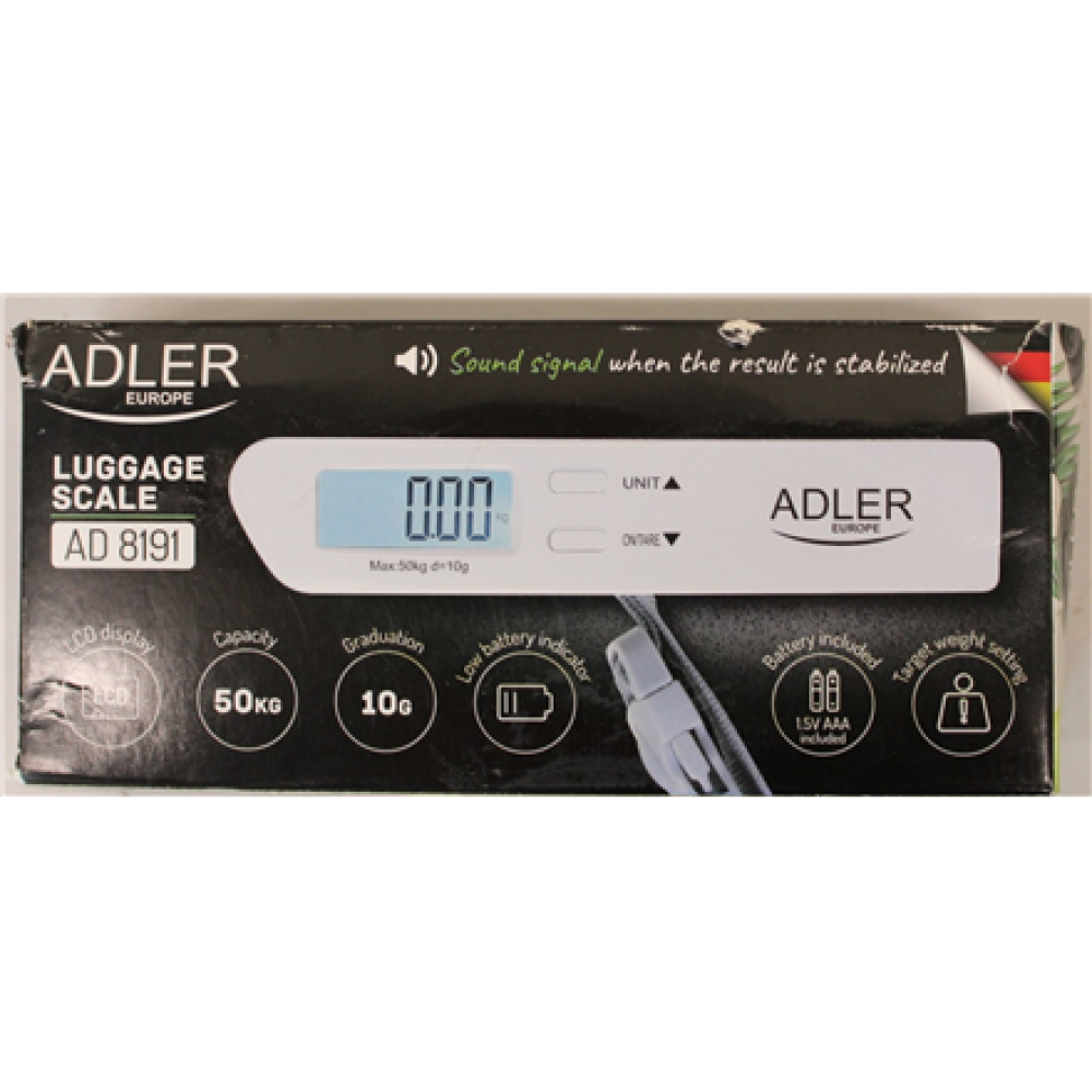 SALE OUT. Adler Travel Luggage Scale , AD 8191 , Maximum weight (capacity) 50 kg , Accuracy 10 g , Grey , DAMAGED PACKAGING
