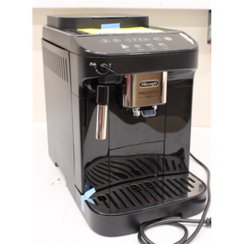 SALE OUT. DeLonghi ECAM290.22.B Magnifica Evo Coffee maker, Black Delonghi Coffee Maker ECAM290.22.B Magnifica Evo Pump pressure 15 bar Built-in milk frother 1450 W Automatic 360° rotational base No Black DEFECT OF SIDE PANEL ,DAMAGED PACKAGING