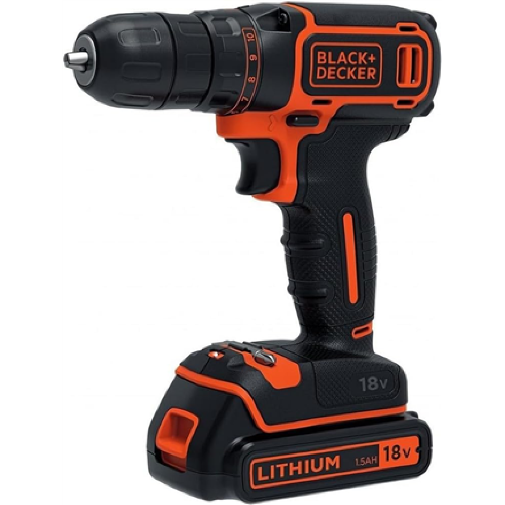 BLACK & DECKER Cordless Drill , BDCDC18B-QW , 18 V , 2x 1.5 Ah , Li-Ion