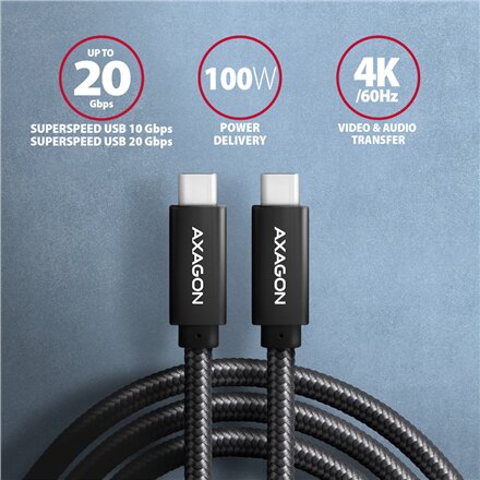 AXAGON , Data and charging USB 2.0 cable, 1.5 m , BUCM32-CM15AB , USB-C to USB-C