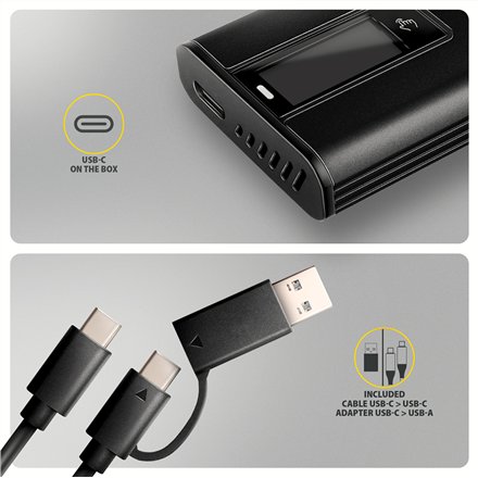 AXAGON USB-C 10Gbps - M.2 NVMe & SATA SSD DISPLAY box , EEM2-SD2B