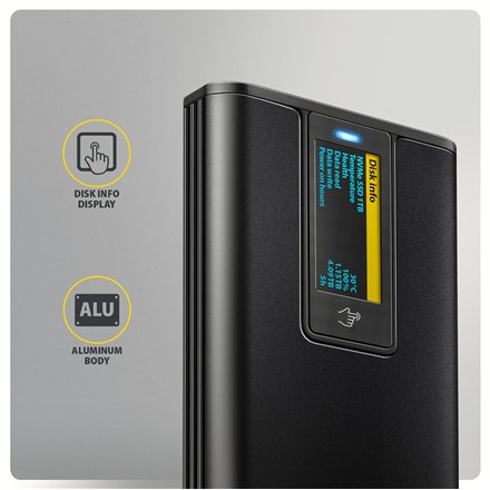 AXAGON USB-C 10Gbps - M.2 NVMe & SATA SSD DISPLAY box , EEM2-SD2B
