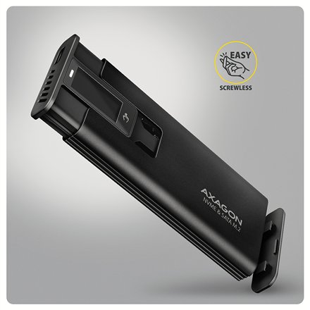 AXAGON USB-C 10Gbps - M.2 NVMe & SATA SSD DISPLAY box , EEM2-SD2B