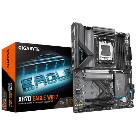Gigabyte X870 EAGLE WIFI7 , Processor family AMD , Processor socket AM5 , DDR5 DIMM , Supported hard disk drive interfaces SATA, M.2 , Number of SATA connectors 4