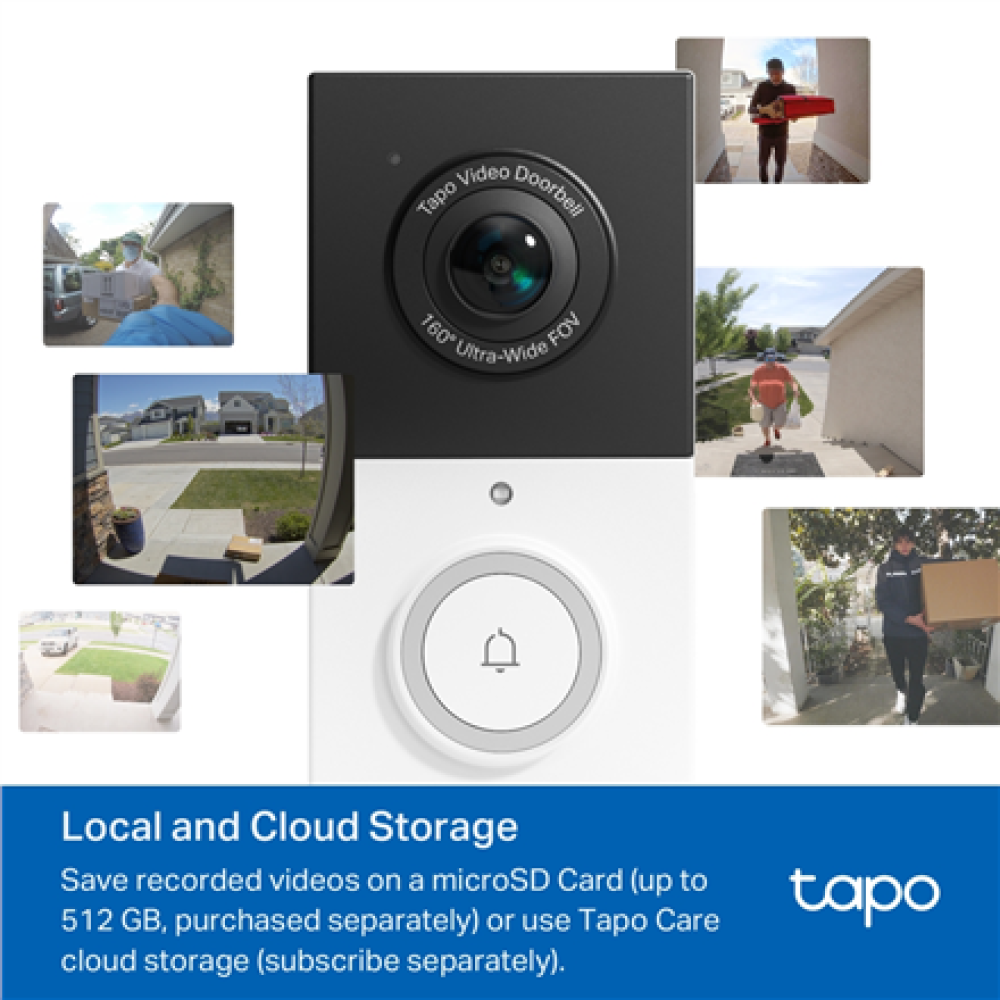 TP-LINK Video Doorbell Camera , Tapo D210 , 3 MP , 1.18mm/F1.8 , IP65 , H.264 , Micro SD, Max. 512