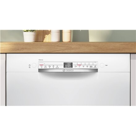 Bosch Dishwasher , SMU2HTW08E , Built-in , Width 60 cm , Number of place settings 13 , Number of programs 5 , Energy efficiency class C , Display , AquaStop function , White