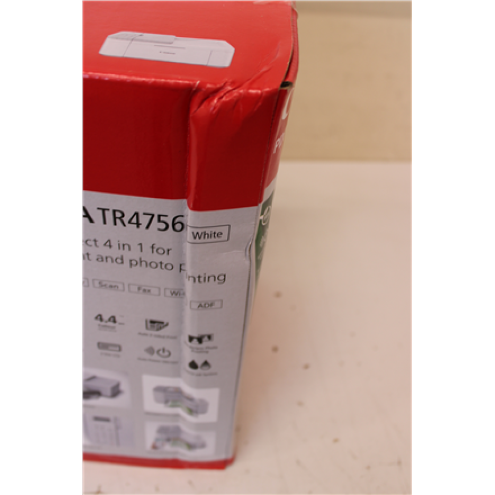 SALE OUT. Canon IJ MFP PIXMA TR4756i WH EUR White , SALE OUT. Canon , PIXMA TR4756i , Inkjet , Colour , Multifunction printer , A4/Legal , Wi-Fi , White , DAMAGED PACKAGING