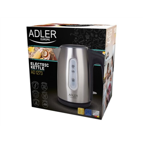 Adler , Kettle , AD 1273 , Standard , 1200 W , 1 L , Stainless steel , 360° rotational base , Stainless steel