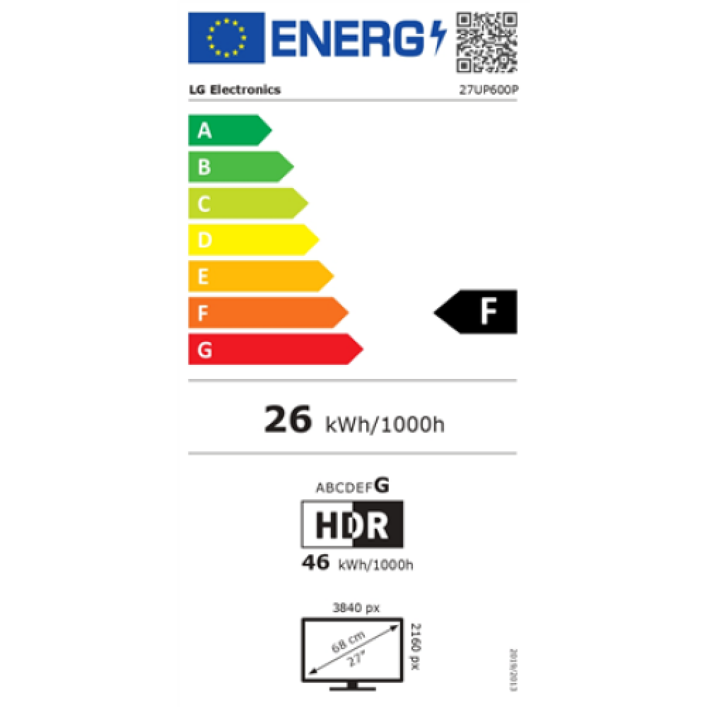 LG Monitor 27UP600P-W.AEU 27 , IPS, UHD, 3840 x 2160, 16:9, 5 ms, 400 cd/m², HDMI ports quantity 2, 60 Hz