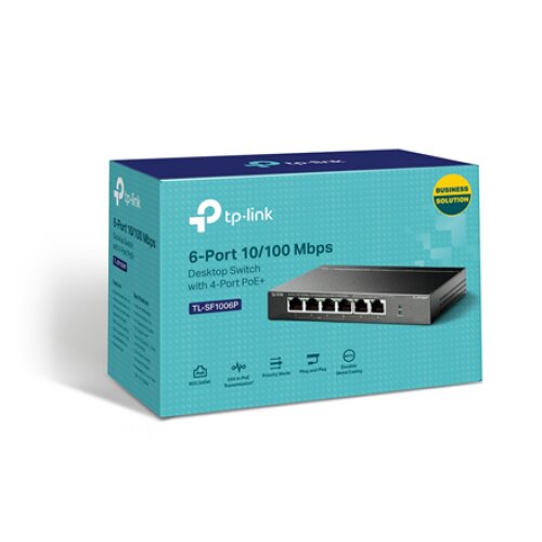 TP-LINK , Switch , TL-SF1006P , Unmanaged , Desktop , 10/100 Mbps (RJ-45) ports quantity 6 , PoE+ ports quantity 4 , Power supply type External