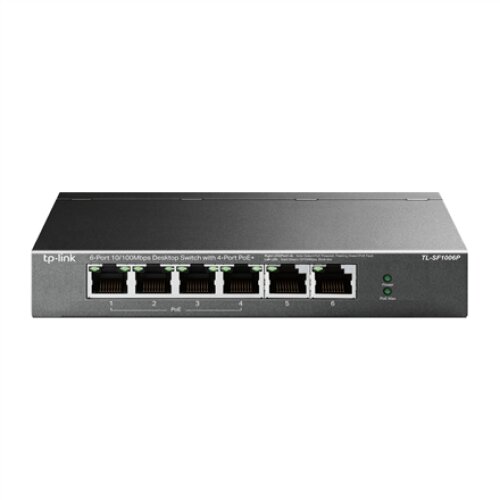 TP-LINK , Switch , TL-SF1006P , Unmanaged , Desktop , 10/100 Mbps (RJ-45) ports quantity 6 , PoE+ ports quantity 4 , Power supply type External