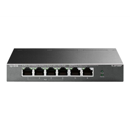 TP-LINK , Switch , TL-SF1006P , Unmanaged , Desktop , 10/100 Mbps (RJ-45) ports quantity 6 , PoE+ ports quantity 4 , Power supply type External