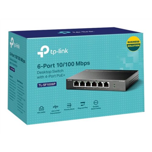 TP-LINK , Switch , TL-SF1006P , Unmanaged , Desktop , 10/100 Mbps (RJ-45) ports quantity 6 , PoE+ ports quantity 4 , Power supply type External