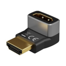 Goobay HDMI Angled Adapter 90° Vertical, 8K at 60 Hz, Gold-Plated, Black/Silver , 72009