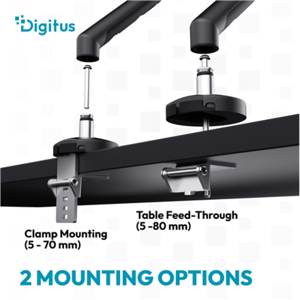 Digitus Desk Mount , Tilt, rotation, pivot , Single design monitor mount , 35 , Maximum weight (capacity) 10 kg , Black