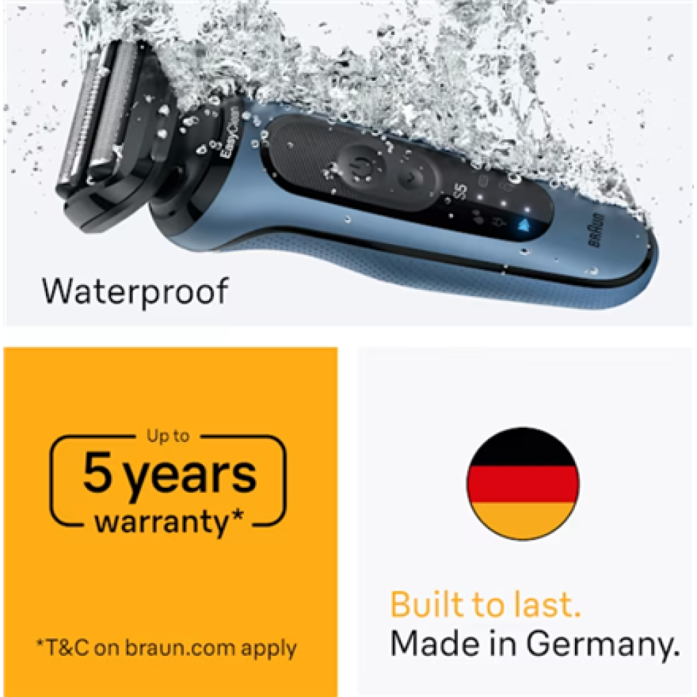 Braun Shaver , Series 5 52-A1000s , Operating time (max) 50 min , Wet & Dry , Lithium Ion , Blue/Black