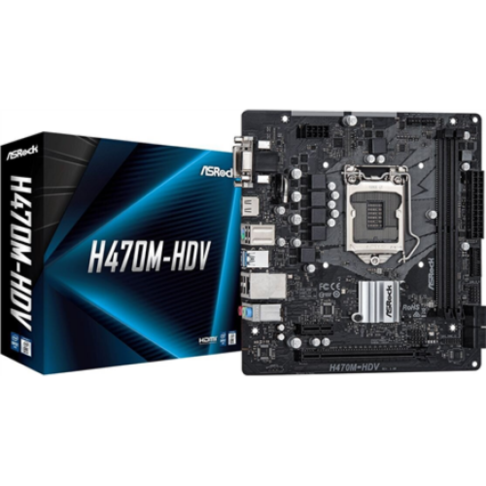 ASRock , Processor family Intel , Processor socket 1200 , DDR4 DIMM , Memory slots 2 , Supported hard disk drive interfaces SATA , Number of SATA connectors 4 , Chipset Intel H470 , Micro ATX