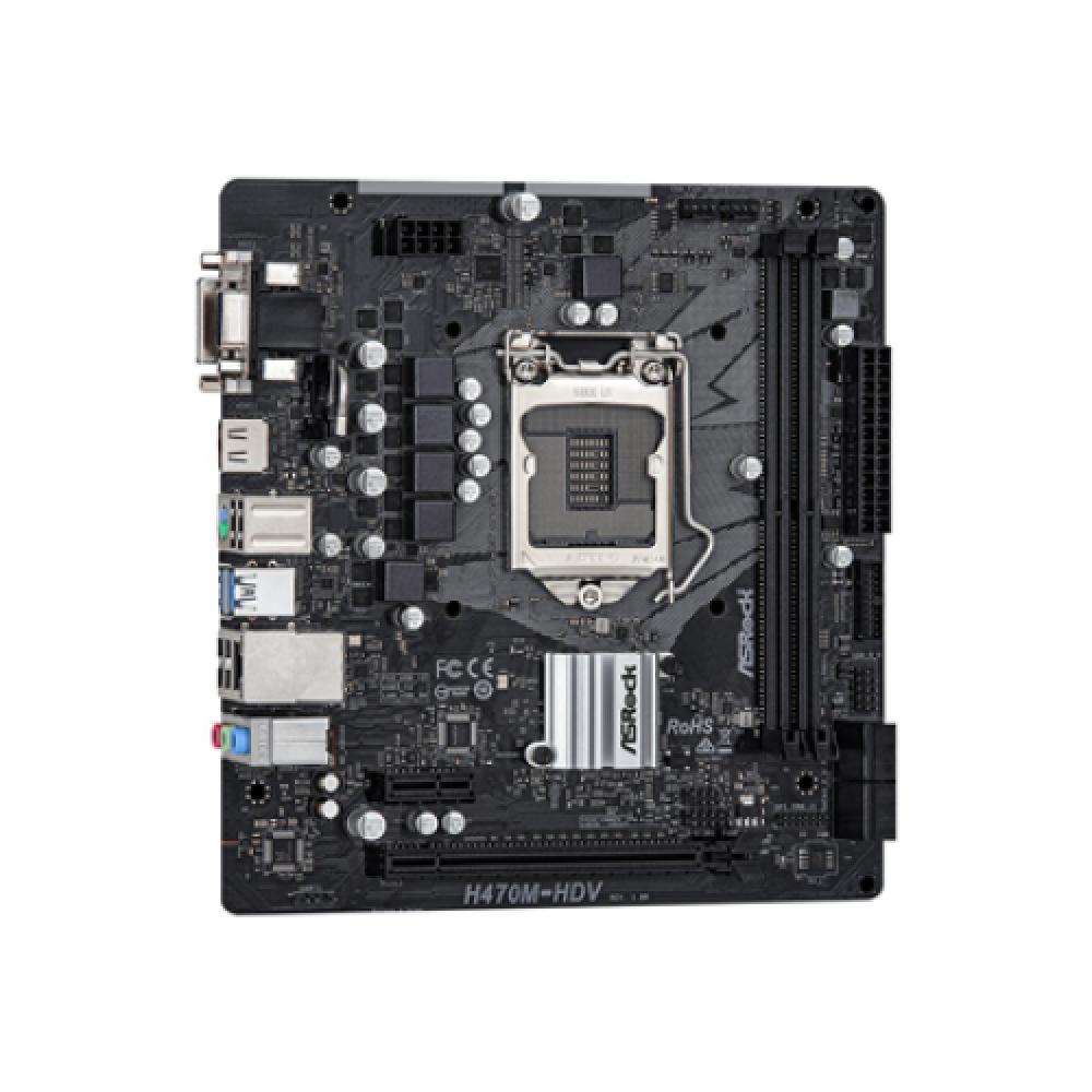 ASRock , Processor family Intel , Processor socket 1200 , DDR4 DIMM , Memory slots 2 , Supported hard disk drive interfaces SATA , Number of SATA connectors 4 , Chipset Intel H470 , Micro ATX