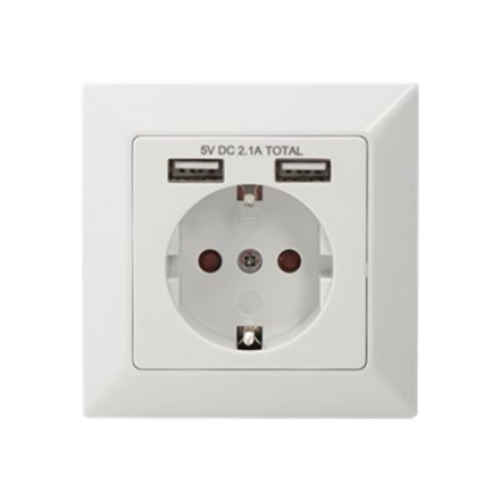 Digitus Safety socket for flush mounting with 2 USB ports , DA-70613