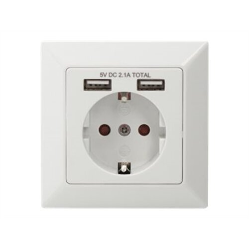 Digitus Safety socket for flush mounting with 2 USB ports , DA-70613