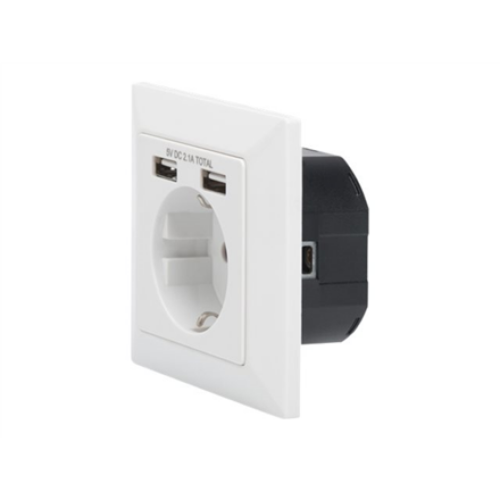 Digitus Safety socket for flush mounting with 2 USB ports , DA-70613