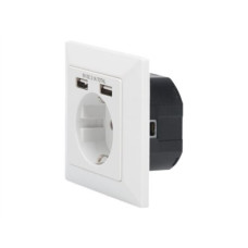 Digitus Safety socket for flush mounting with 2 USB ports , DA-70613