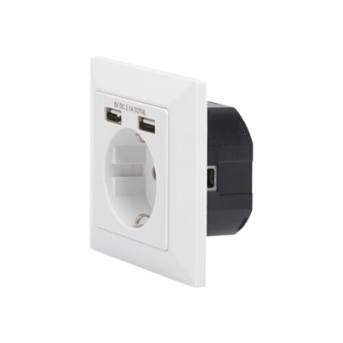 Digitus Safety socket for flush mounting with 2 USB ports , DA-70613