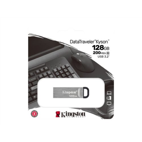 Kingston , USB Flash Drive , DataTraveler Kyson , 128 GB , USB Type-A , Black/Grey